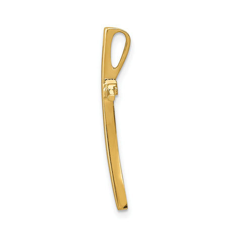 14k Yellow Gold Cross Pendant, Polished Religious Charm with Sleek Modern Design