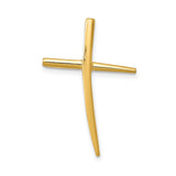 14k Yellow Gold Cross Pendant, Polished Religious Charm with Sleek Modern Design