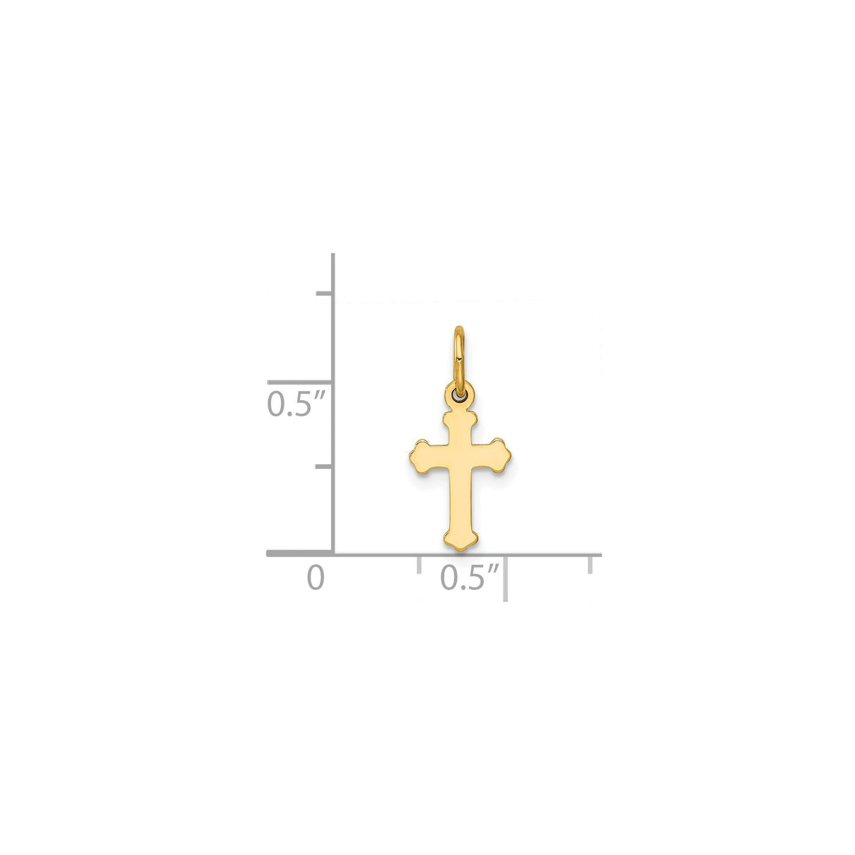 14k Yellow Gold Budded Cross Pendant, Polished Beveled Arms, Religious Design for Men and Women