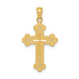 14k Yellow Gold Cross Pendant with Budded Ends and Textured Baroque Design