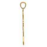 14k Yellow Gold Fleur De Lis Cross Pendant with Diamond Cut Detailing and Flared Edges