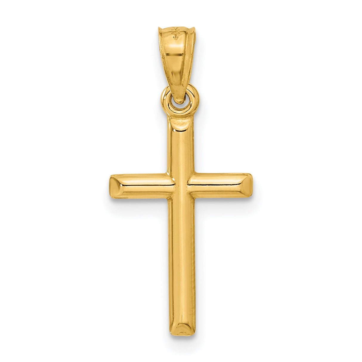 Hollow 3D Latin Cross Charm Pendant in Real 14k Yellow Gold