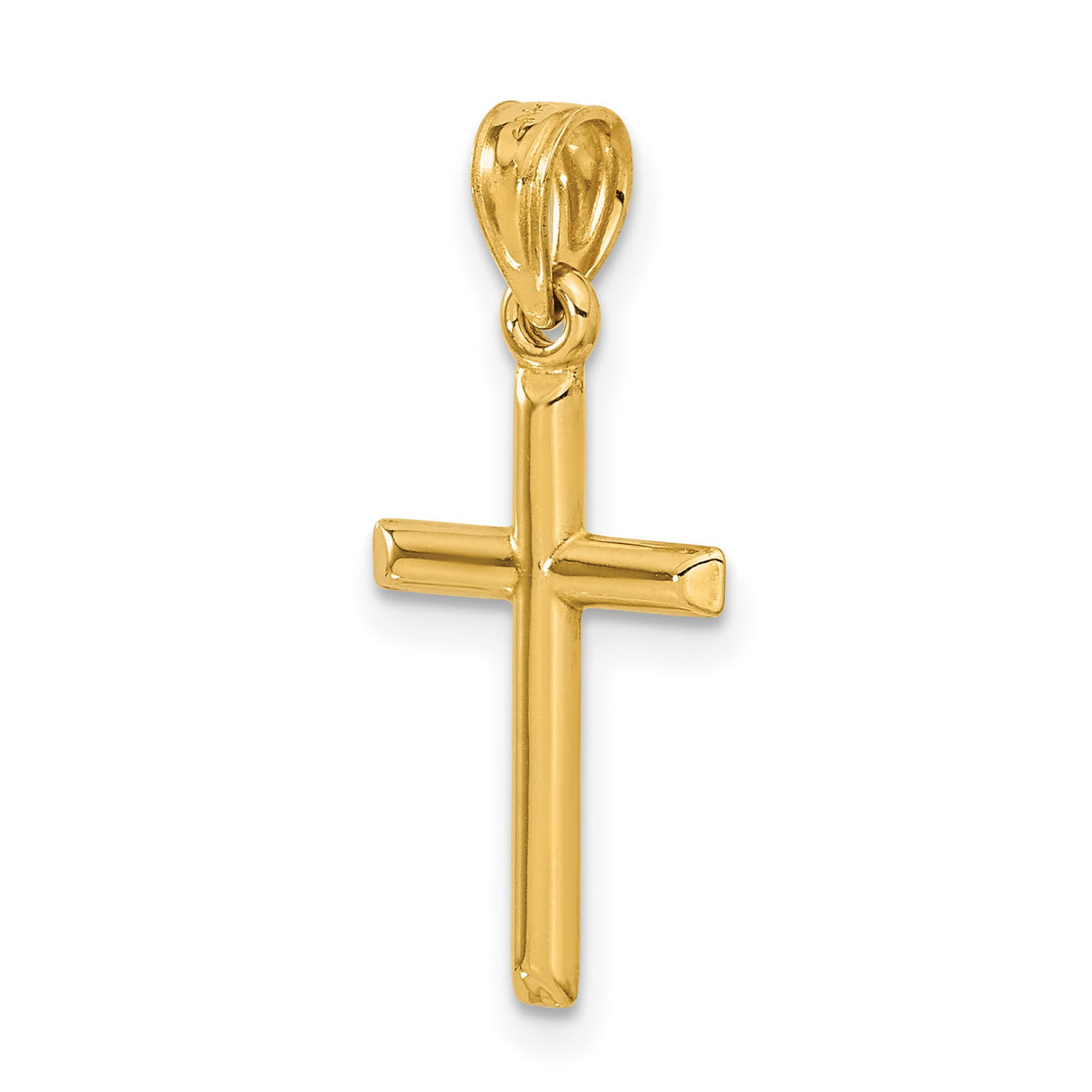 Hollow 3D Latin Cross Charm Pendant in Real 14k Yellow Gold