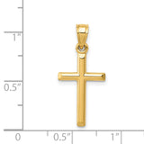 Hollow 3D Latin Cross Charm Pendant in Real 14k Yellow Gold