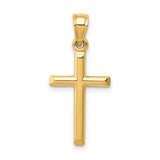 Hollow 3D Latin Cross Charm Pendant in Real 14k Yellow Gold