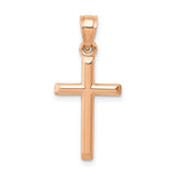 Polished Hollow Cross Charm Pendant in Real 14k Rose Gold