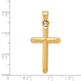 3-D Hollow Latin Cross With Angled Tips Charm Pendant in Real 14k Yellow Gold