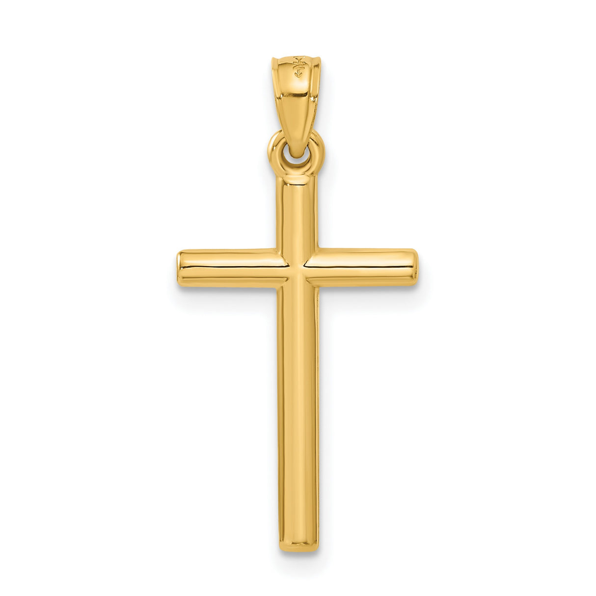 Hollow 3D Latin Cross Charm Pendant in Real 14k Yellow Gold