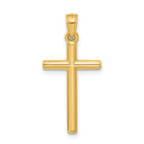 Hollow 3D Latin Cross Charm Pendant in Real 14k Yellow Gold