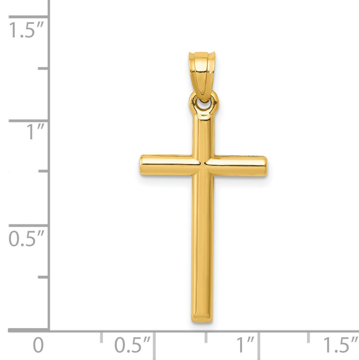 Hollow 3D Latin Cross Charm Pendant in Real 14k Yellow Gold