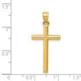 Hollow 3D Latin Cross Charm Pendant in Real 14k Yellow Gold