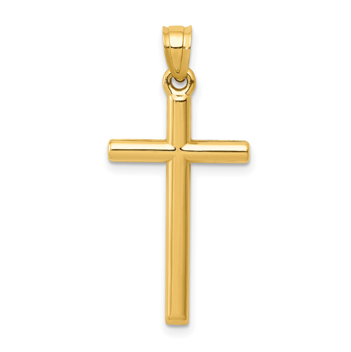 Hollow 3D Latin Cross Charm Pendant in Real 14k Yellow Gold