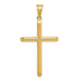 3D Hollow Latin Cross With Angled Tips Charm Pendant in Real 14k Yellow Gold