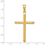 3D Hollow Latin Cross With Angled Tips Charm Pendant in Real 14k Yellow Gold