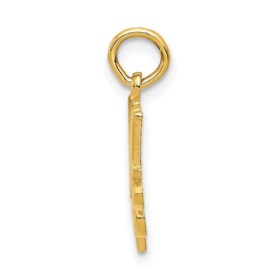 14k Yellow Gold Mom Pendant with Ornate Scrollwork Design, Sentimental Family Jewelry