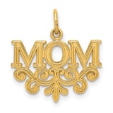 14k Yellow Gold Mom Pendant with Ornate Scrollwork Design, Sentimental Family Jewelry