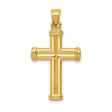 14k Yellow Gold Cross Pendant with Smooth Edges and Capped Ends for Men and Women