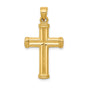 Hollow 3D Latin Cross With Capped Ends Charm Pendant in Real 14k Yellow Gold