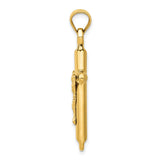 14k Yellow Gold Crucifix Pendant with Latin Cross Jesus Design Religious Christian Jewelry