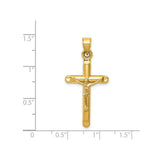 14k Yellow Gold Crucifix Pendant with Latin Cross Jesus Design Religious Christian Jewelry