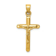 14k Yellow Gold Crucifix Pendant with Latin Cross Jesus Design Religious Christian Jewelry