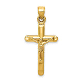 14k Yellow Gold Crucifix Pendant with Latin Cross Jesus Design Religious Christian Jewelry