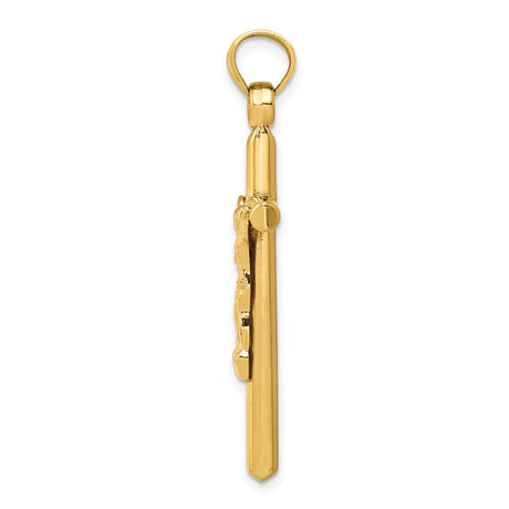 14k Yellow Gold Crucifix Cross Pendant with Detailed Figure of Christ, Latin Devotional Style