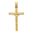 14k Yellow Gold Crucifix Cross Pendant with Detailed Figure of Christ, Latin Devotional Style