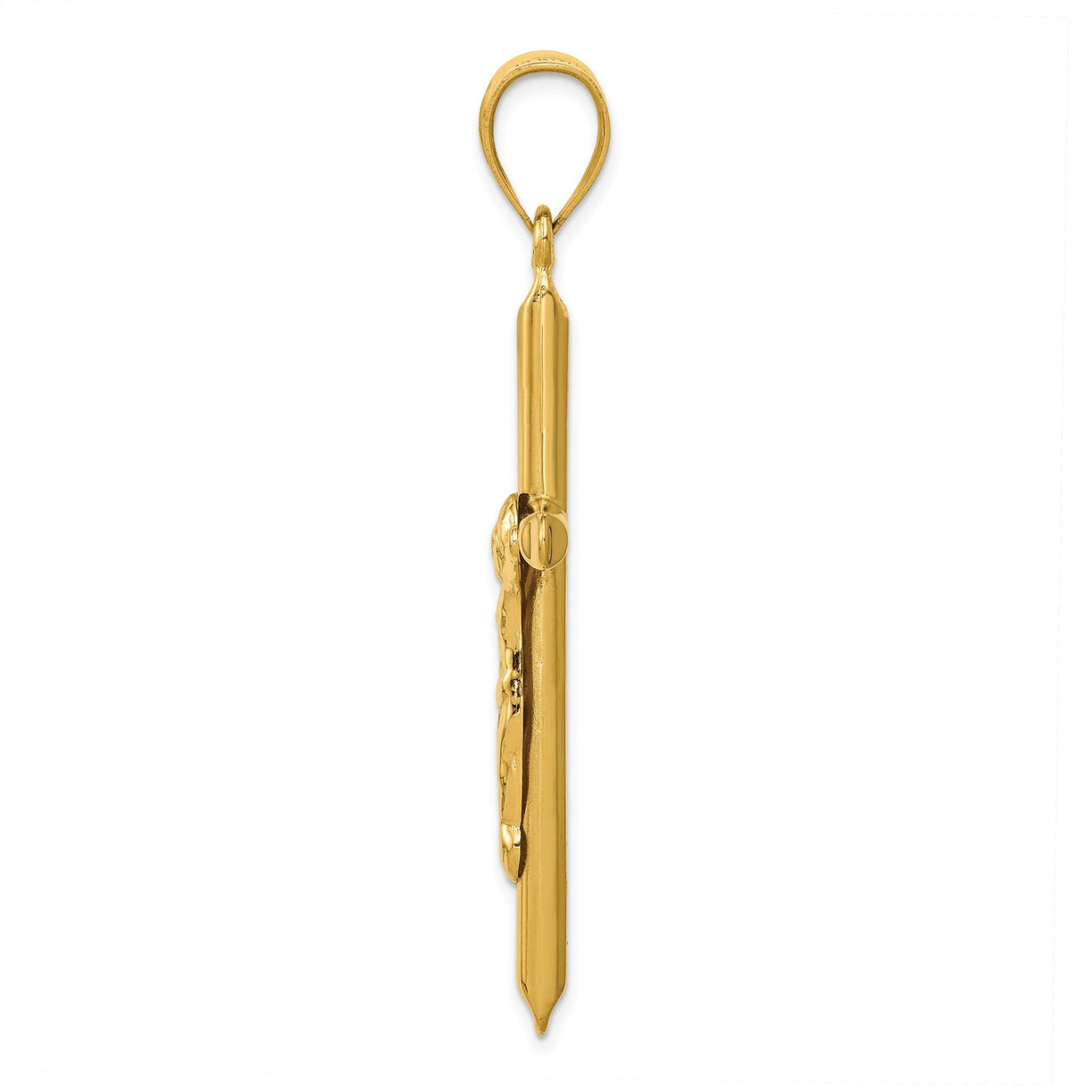 14k Yellow Gold Crucifix Cross Pendant, Latin Style Jesus Charm, Religious Faith Symbol