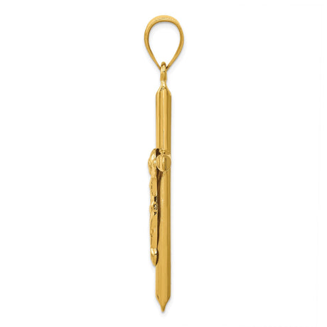 14k Yellow Gold Crucifix Cross Pendant, Latin Style Jesus Charm, Religious Faith Symbol