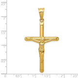 14k Yellow Gold Crucifix Cross Pendant, Latin Style Jesus Charm, Religious Faith Symbol
