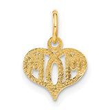 14k Yellow Gold Mom Charm Pendant, Heart Shaped with Bold Lettering, Sentimental Keepsake Jewelry