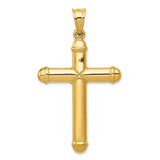 Hollow Reversible Latin Crucifix With Capped Tips Charm Pendant in Real 14k Yellow Gold