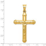 Hollow Reversible Latin Crucifix With Capped Tips Charm Pendant in Real 14k Yellow Gold