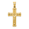 Hollow Reversible Latin Crucifix With Capped Ends Charm Pendant in Real 14k Yellow Gold