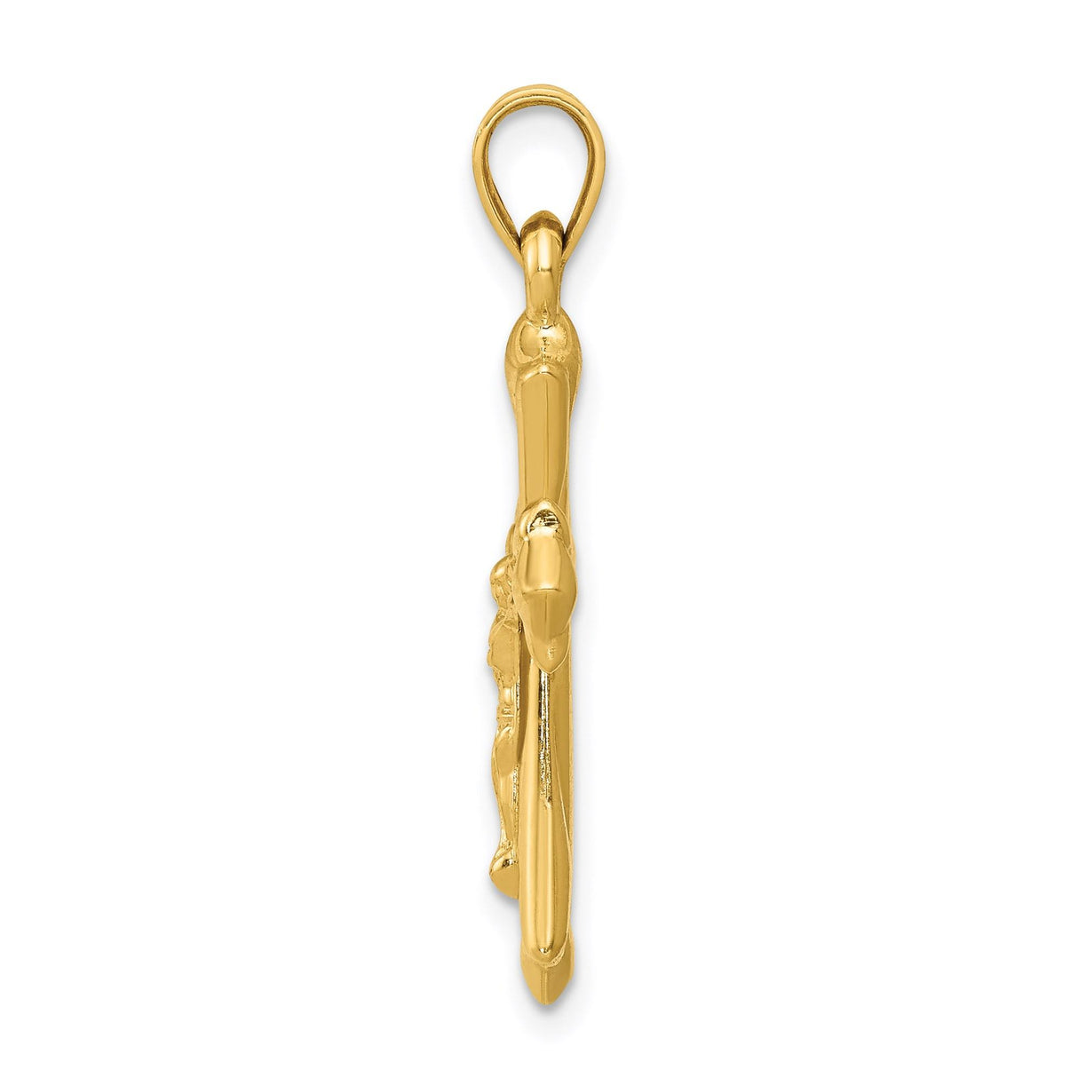 14k Yellow Gold Crucifix Pendant with Jesus Figure, Reversible Patonce Cross Charm