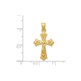 14k Yellow Gold Crucifix Pendant with Jesus Figure, Reversible Patonce Cross Charm