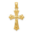14k Yellow Gold Crucifix Pendant with Jesus Figure, Reversible Patonce Cross Charm