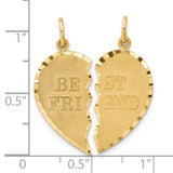 Best Friend Break Apart Charm Pendant in Real 14k Yellow Gold