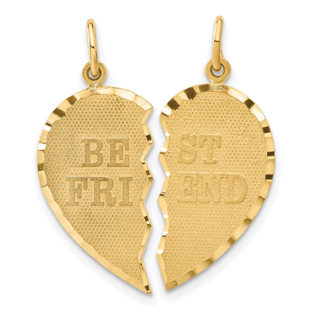 Best Friend Break Apart Charm Pendant in Real 14k Yellow Gold