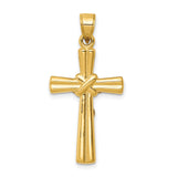 Hollow Reversible Latin Crucifix Charm Pendant in Real 14k Yellow Gold