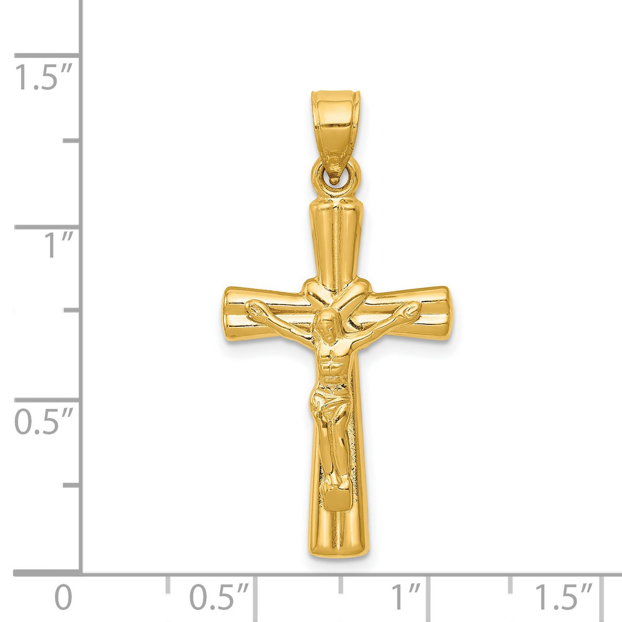 Hollow Reversible Latin Crucifix Charm Pendant in Real 14k Yellow Gold