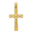 Hollow Reversible Latin Crucifix Charm Pendant in Real 14k Yellow Gold