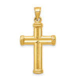 Hollow Reversible Latin Crucifix With Capped Ends Charm Pendant in Real 14k Yellow Gold