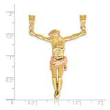Jesus Corpus Charm Pendant in Real 14k Multi-Tone Gold