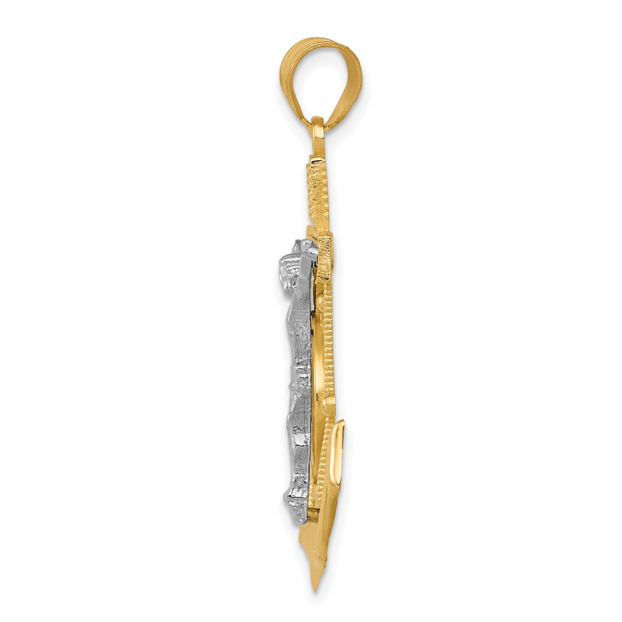 Mariners Crucifix Charm Pendant in Real 14k Multi-Tone Gold