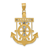 Mariners Crucifix Charm Pendant in Real 14k Multi-Tone Gold