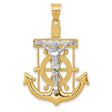 Mariners Crucifix Charm Pendant in Real 14k Multi-Tone Gold