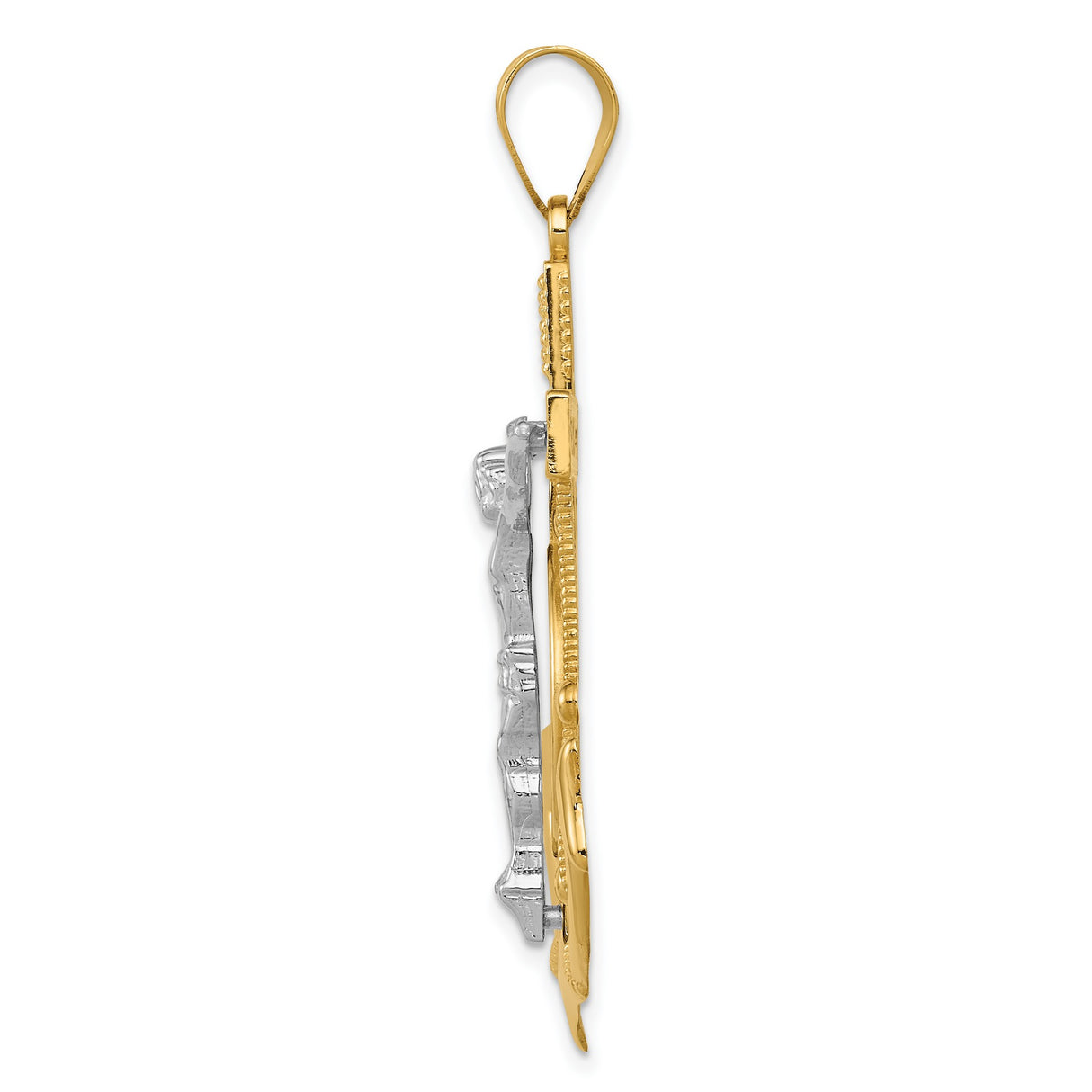 Mariners Crucifix Charm Pendant in Real 14k Multi-Tone Gold