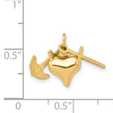 Hollow Faith Hope And Charity Symbols In 14k Yellow Gold Charm Pendant in Real 14k Yellow Gold